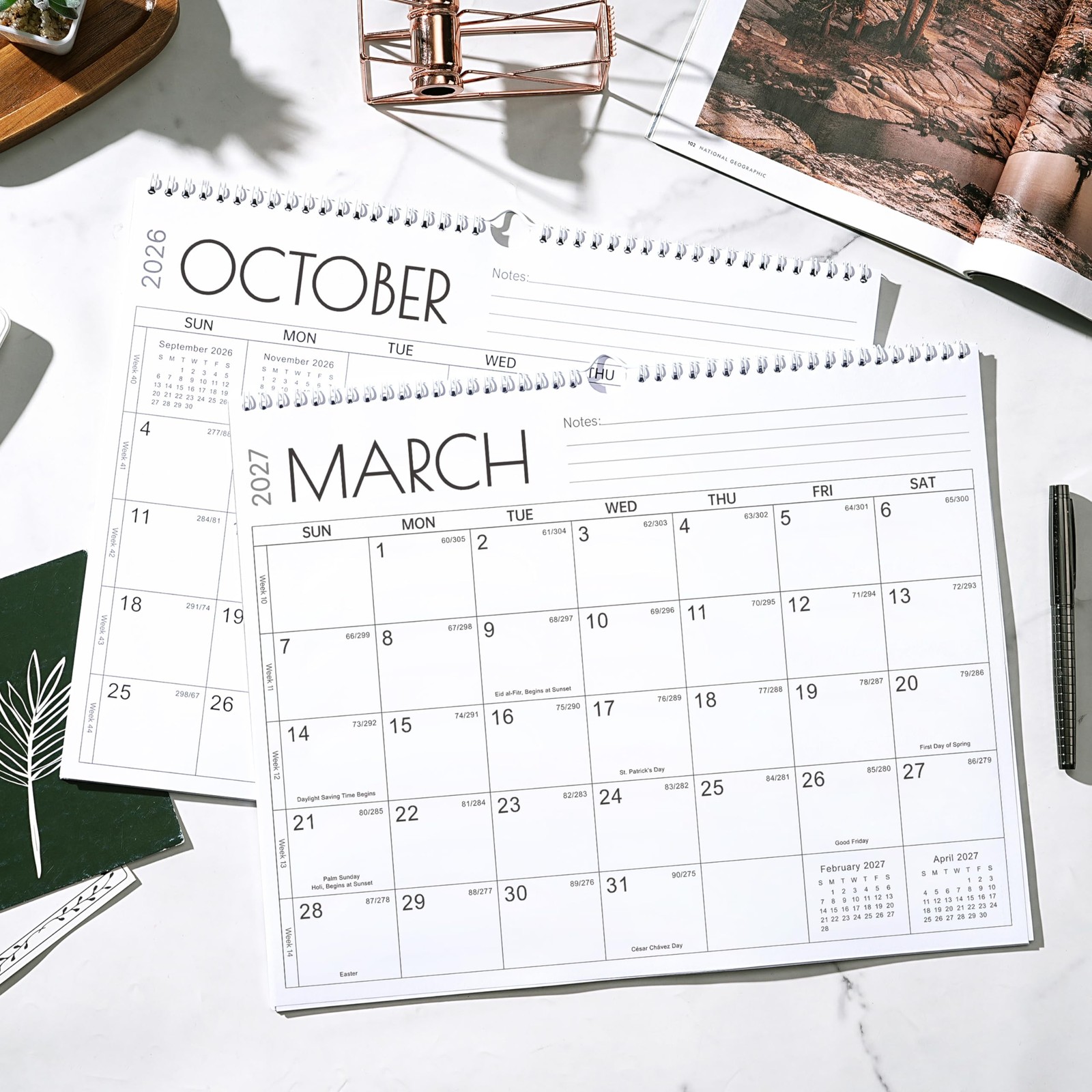 Calendar 2026-2027 – 18 Months Wall 14.8” x 11.5”（26-27 white ）, White