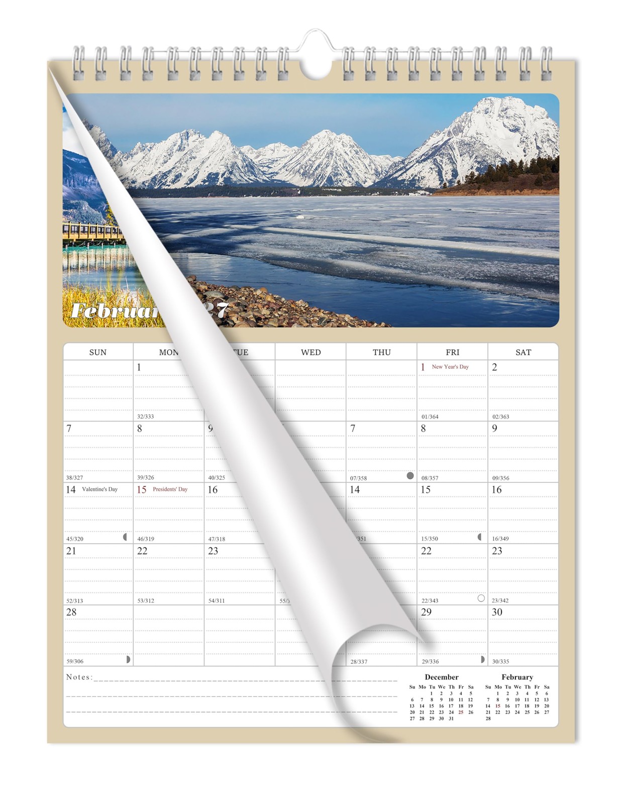 2026 Wall Calendar Spiral-bound Twin-Wire Binding – 12 Months multicolor