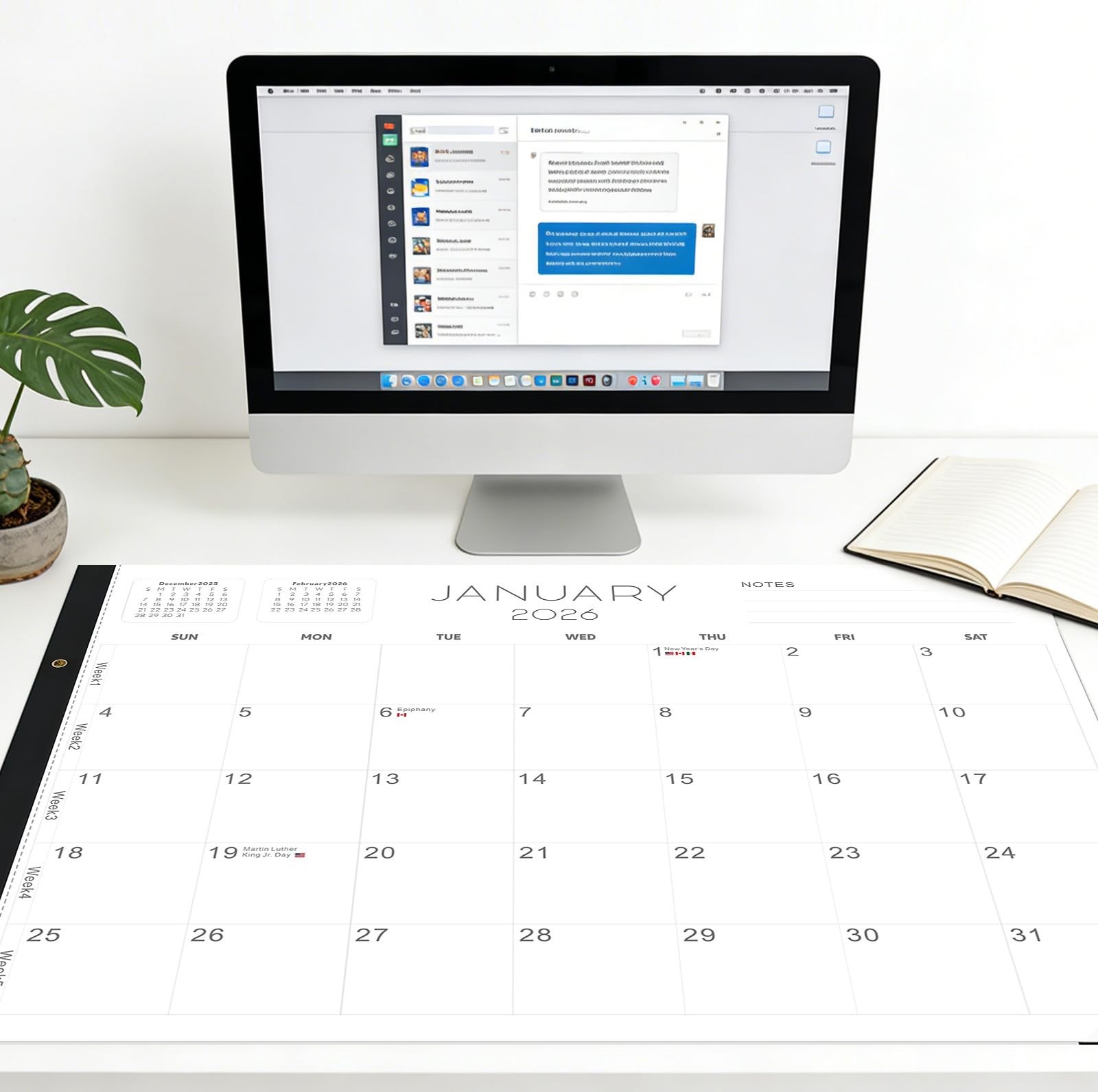 2026 Desk Calendar Large 22×17 – 22″W x 17″H, Concise (Jan 2026 – June 2027)