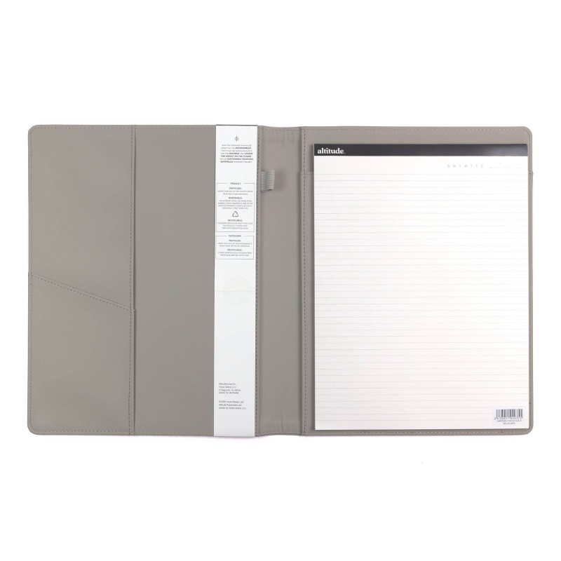 Padfolio 10″x12.5″ Vegan Leather Gray Debossed Arch