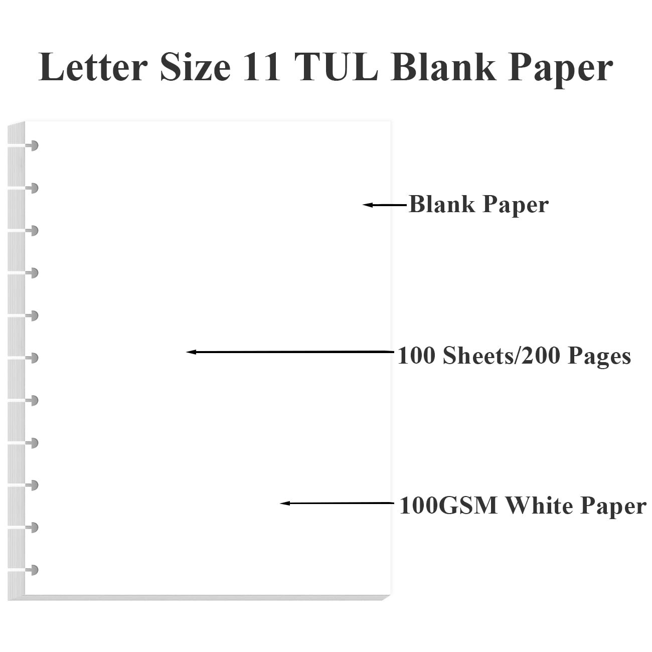 Letter Size Blank Refill Paper 11Disc Discbound 100 Sheets TUL 8.5×11 Tool