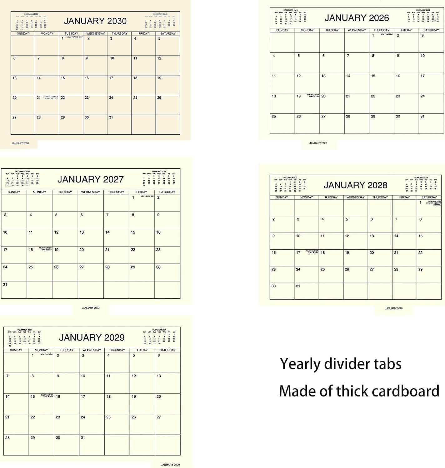 5 Year Calendar Planner Blue 2026-2030