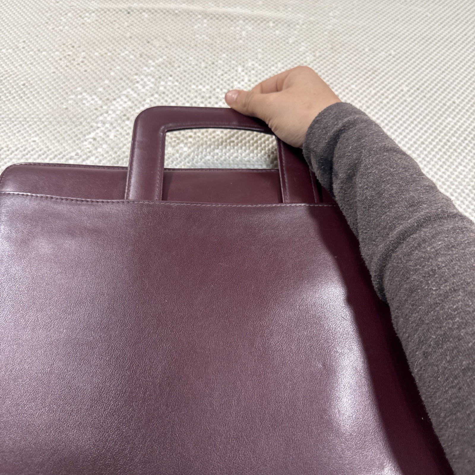 Day Runner Classic Edition Burgundy Brown Leather & Inserts Full Zip Vtg 136-88