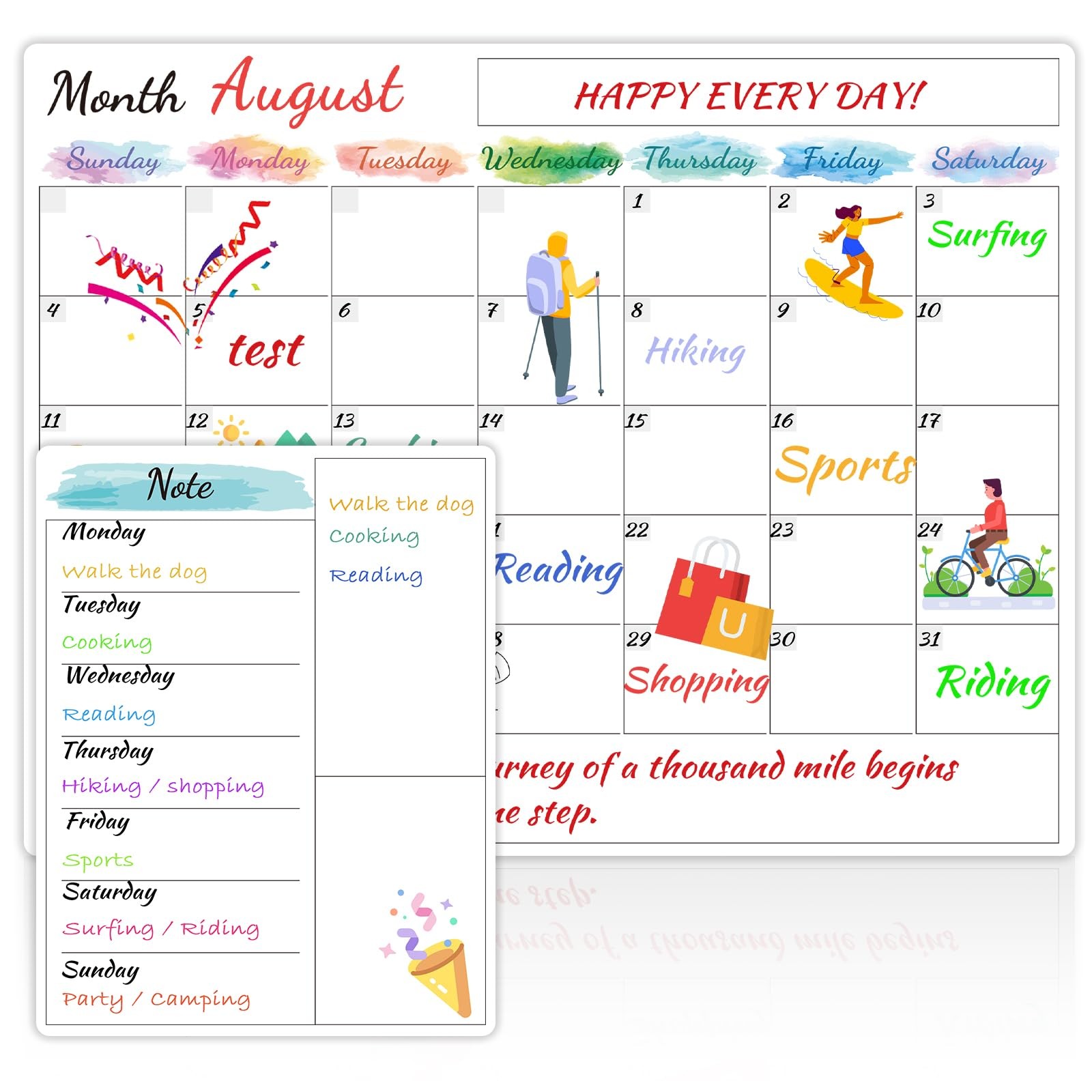 Dry Erase Magnetic Calendar for Refrigerator – 15″x 11.5″ 15″ x 11.5″, White