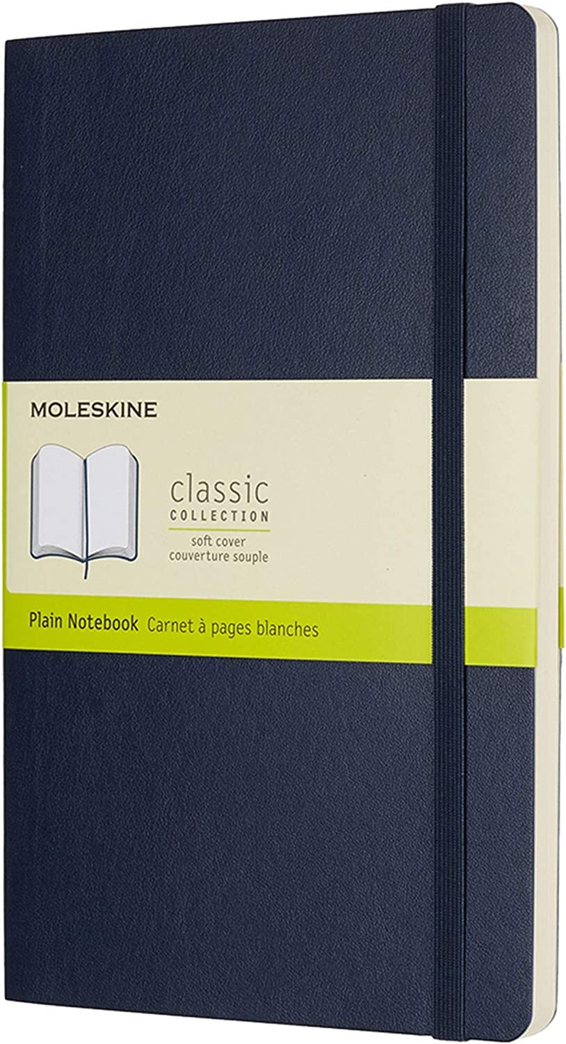 Moleskine Classic Notebook Soft Cover Large (5 x8.25″) Plain/Blank Sapphire Blue