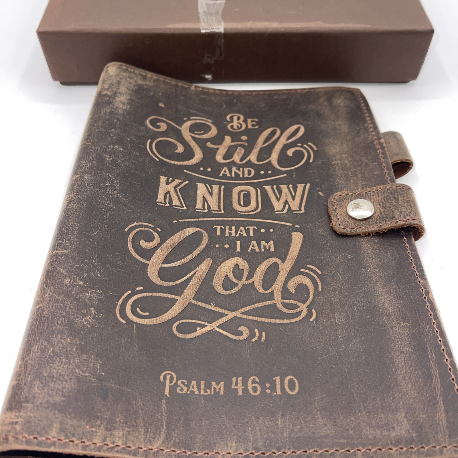 Moonster Leather Bound Notebook Cover Or Bible Cover Religious 6.5 X 8.5”
