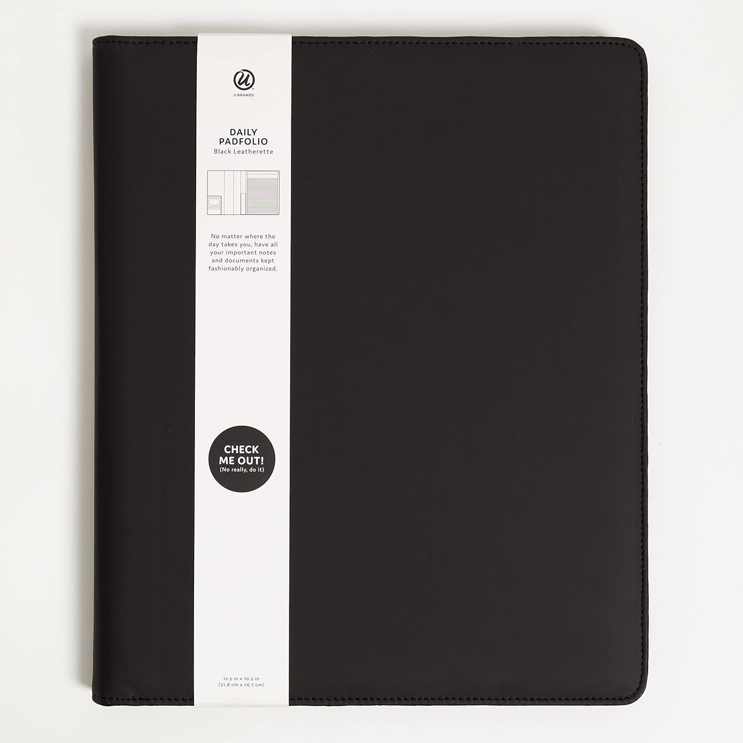 U Brands Vegan Leather Padfolio, Black w/ Business Card Holder & Pen Loop – New