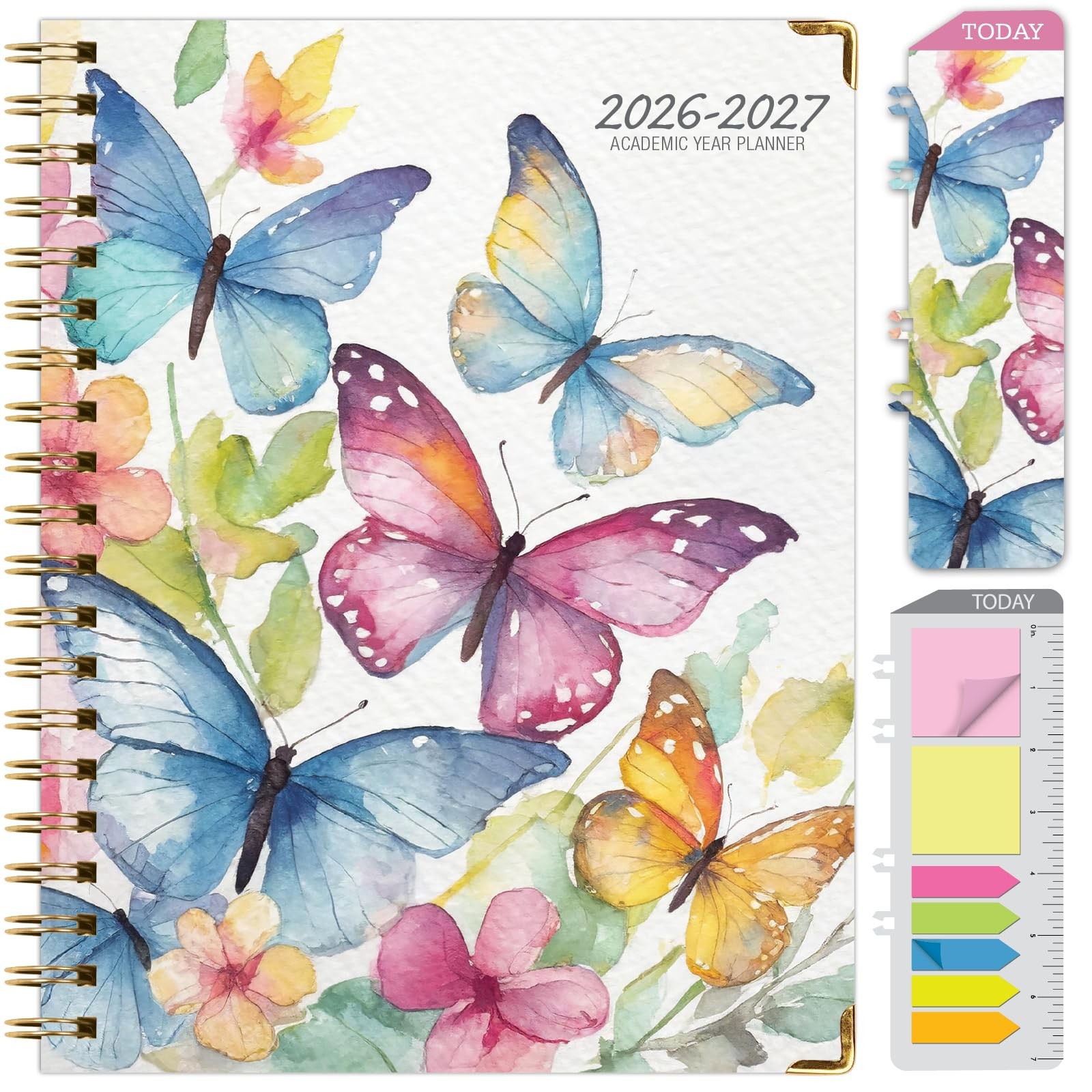 HARDCOVER Academic Year 2026-2027 Planner: 8.5″ x 11″, Watercolor Butterflies