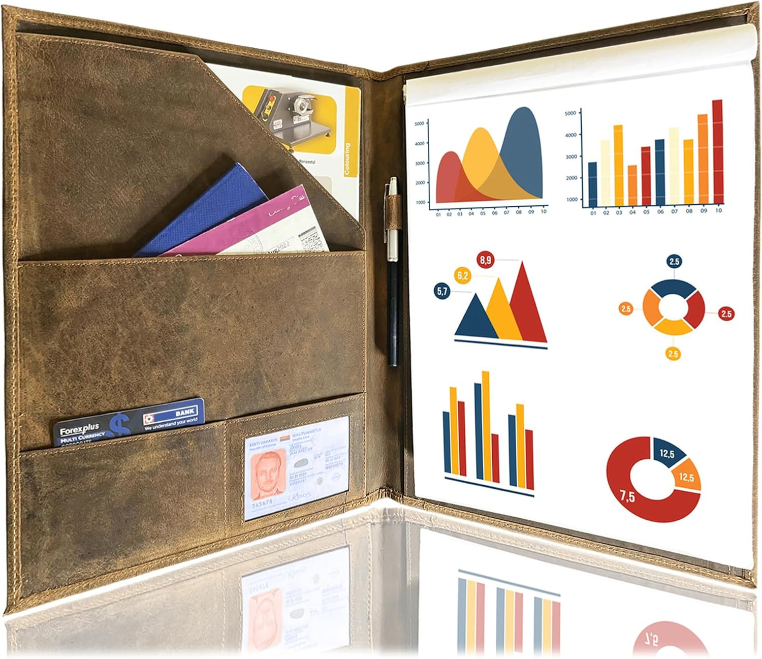 Leather Business Portfolio by | A4 Conference Folder Gift for Men & Women | Han