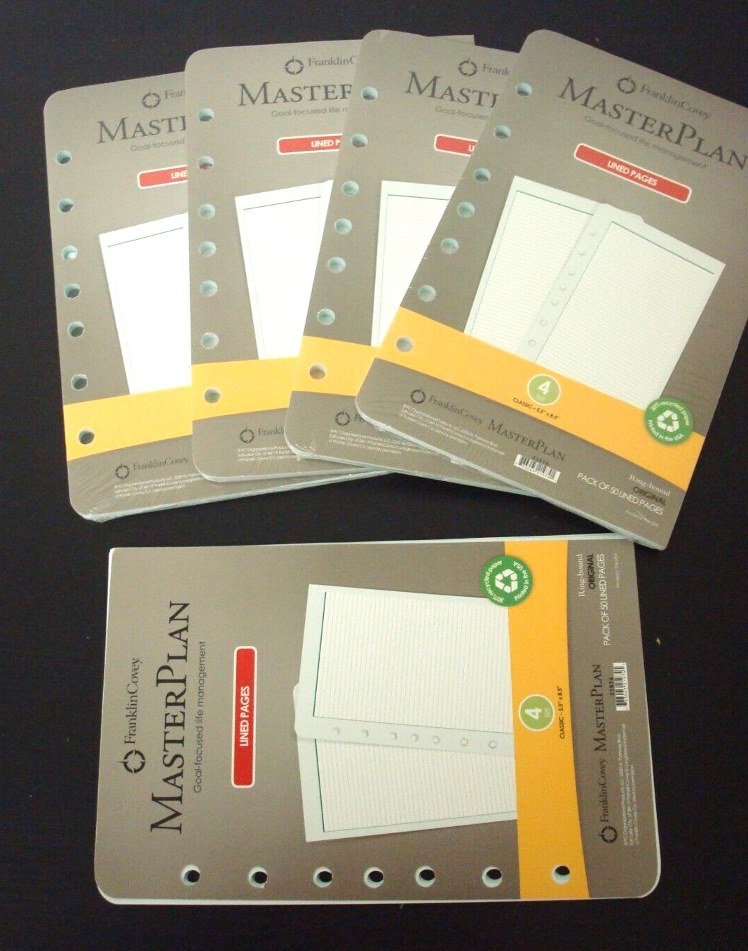 4 Sealed Franklin Covey Master Plan Classic Lined 5.5”X8.5” + Open 35 Page Pack