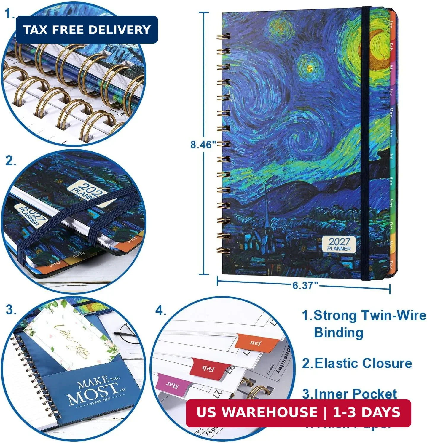 2027 Planner – Weekly & Monthly Planner 2027, Jan.2027 – Dec.2027, 6.4″ x 8.5″,