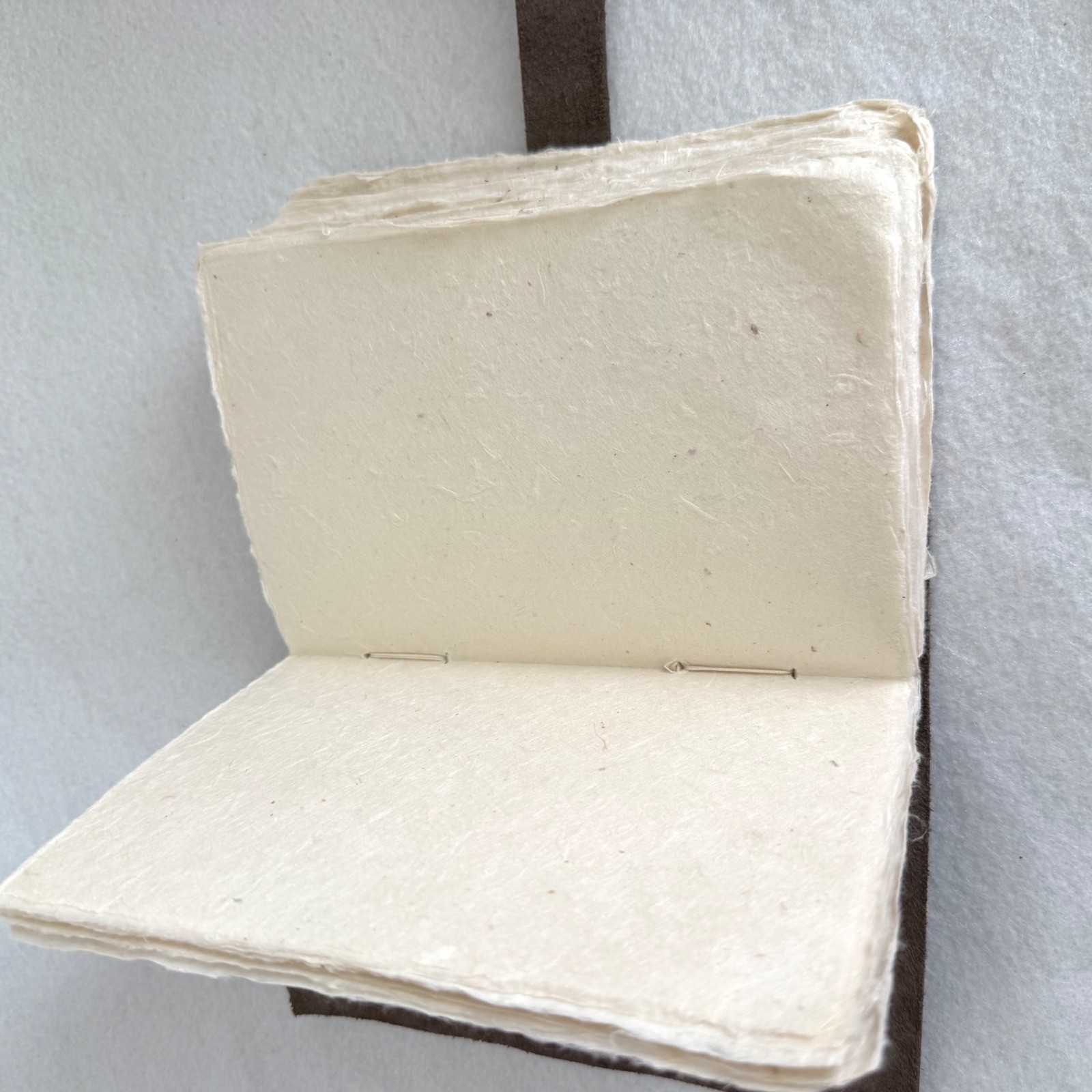 Kathmandu Valley Co Leather Journal Lokta Paper Handmade Nepal Brown Suede 5.5×8