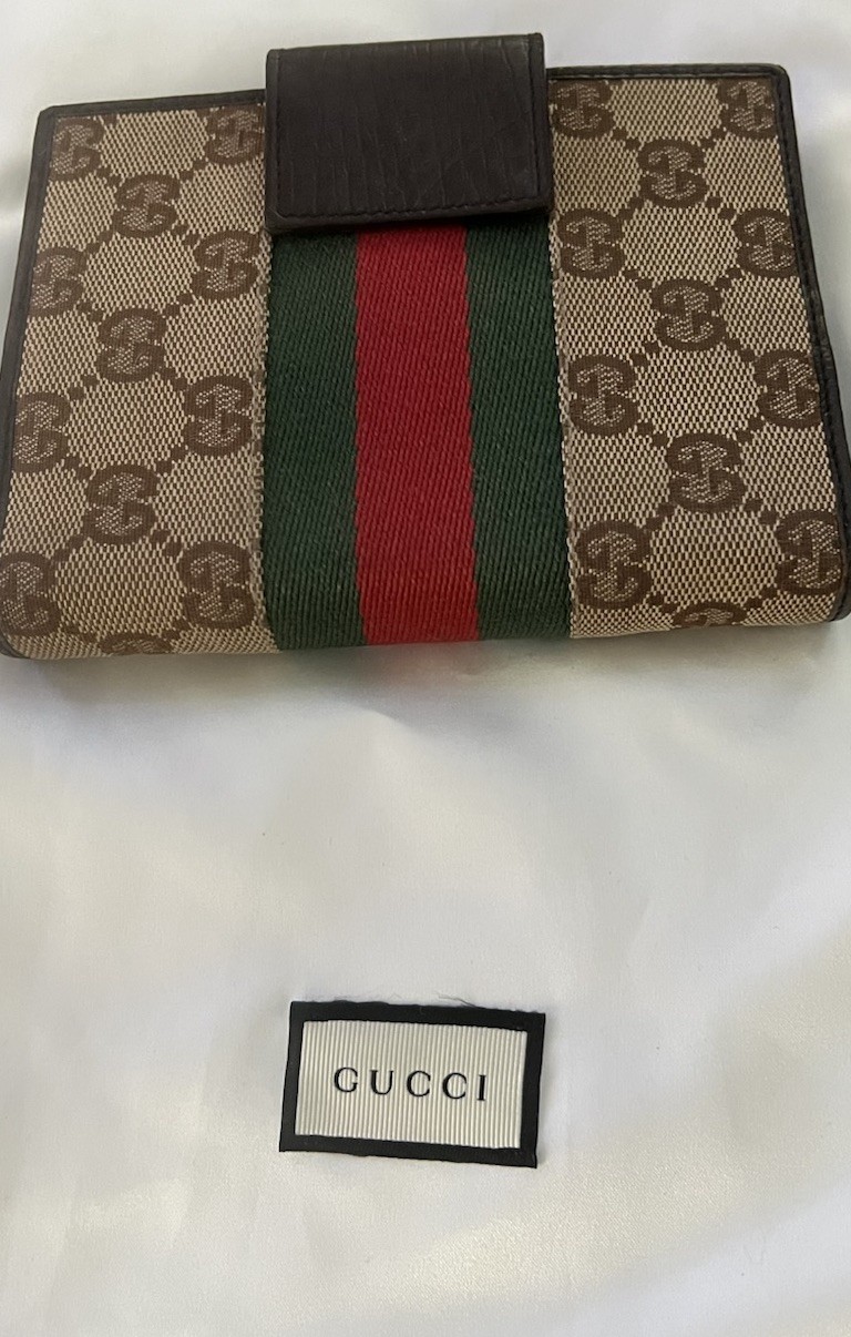 Gucci GG Classic Agenda Day Planner Binder Vintage Leather Wallet With Dust Bag
