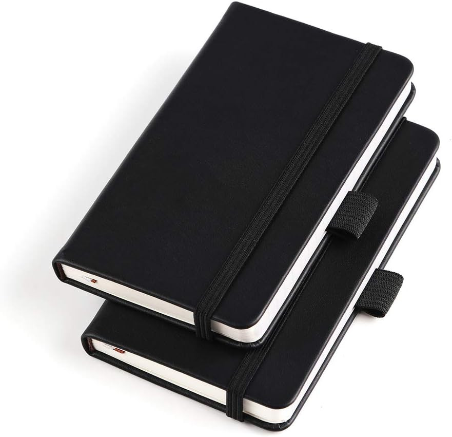 Black Hardcover Mini Notebook Two Pack 3X5.5 Pocket Journal With 144 Pages