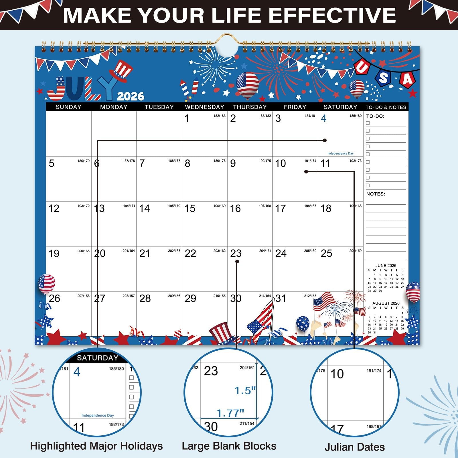 2026 Calendar – 2026 Wall Calendar, January 2026 – 14.8″ x 11.6″, Multicolor