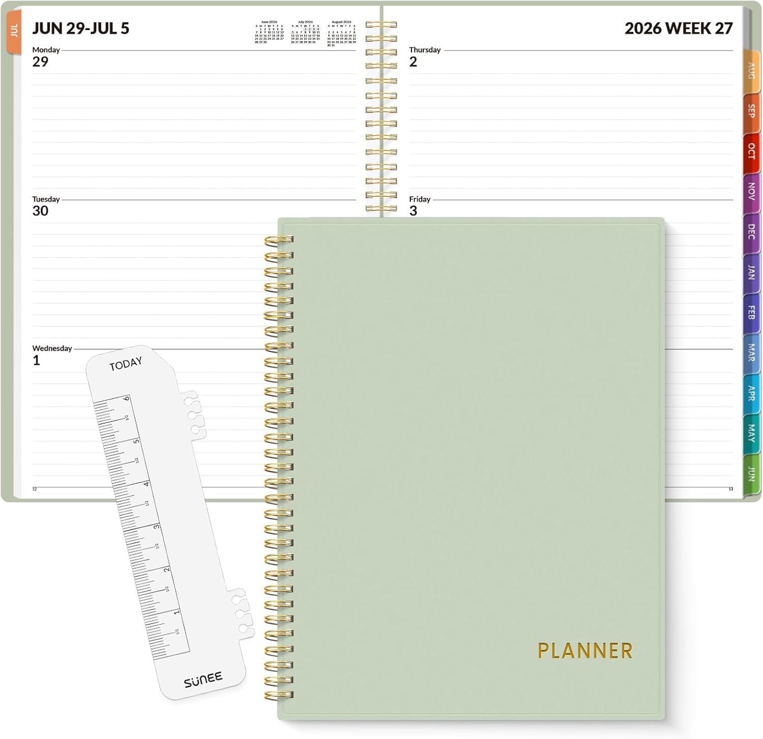 2026-2027 Academic Planner Spiral Bound Student Teacher Organizer 8.5×11 Green