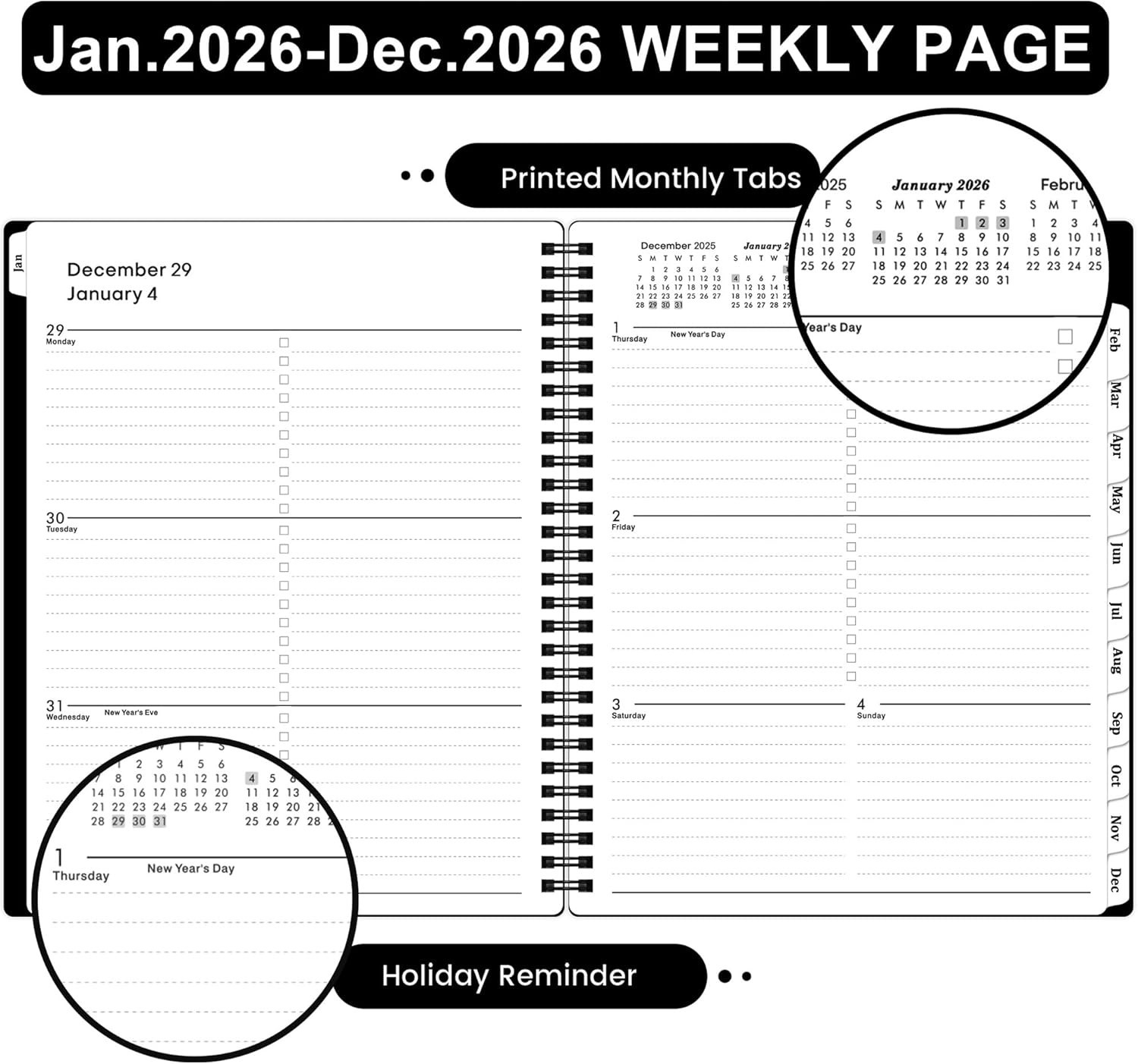 Versatile 2026 Weekly & Monthly Planner, 8×10, Flexible Cover, Twin-Wire Binding