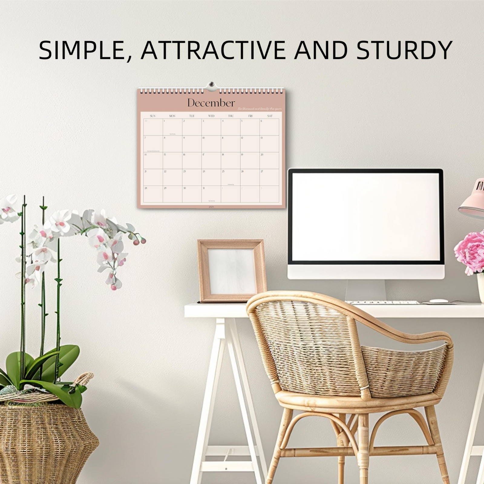 Aesthetic 2026 Wall Calendar, 12 Jan. 2026-Dec. 2026, Horizontal