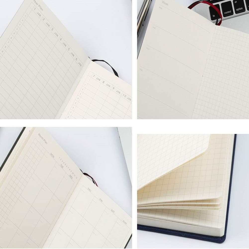 Undated Gray A6 Pocket Planner with 144 Pages, 2 Ribbons, 2021