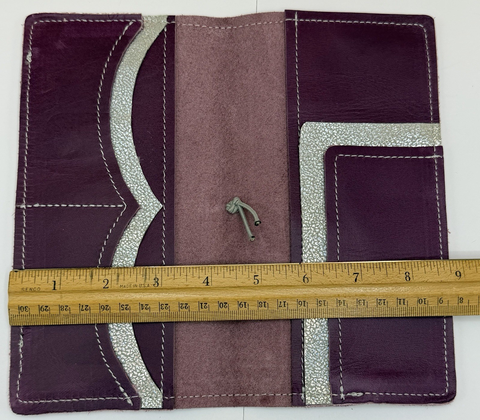 Handcrafted Personal Wide Traveler’s Notebook Purple Leather Silver Folio Cover