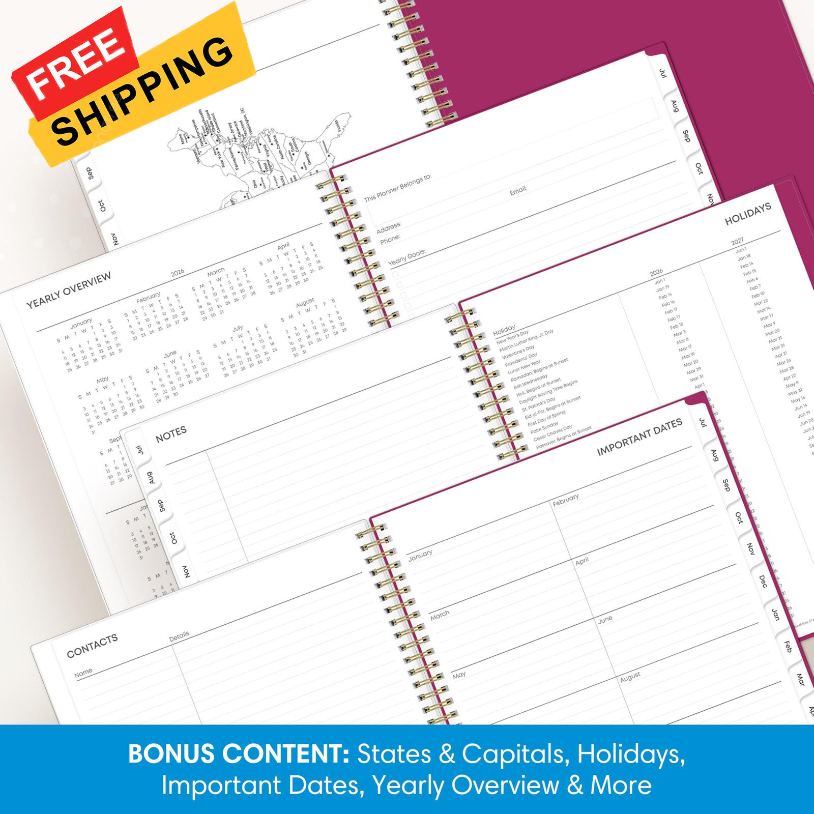 Blue Sky 2026-2027 Weekly and Monthly Academic 8.5″ x 11″, Mahalo- 2026/2027
