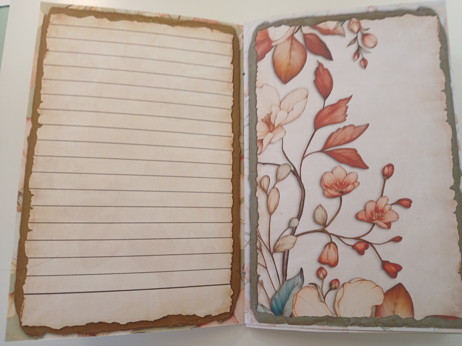 Junk Journal Blank Booklet “SOFT FLORALS” Pastel Florals LG 8.5″x5.5″ 40pgs