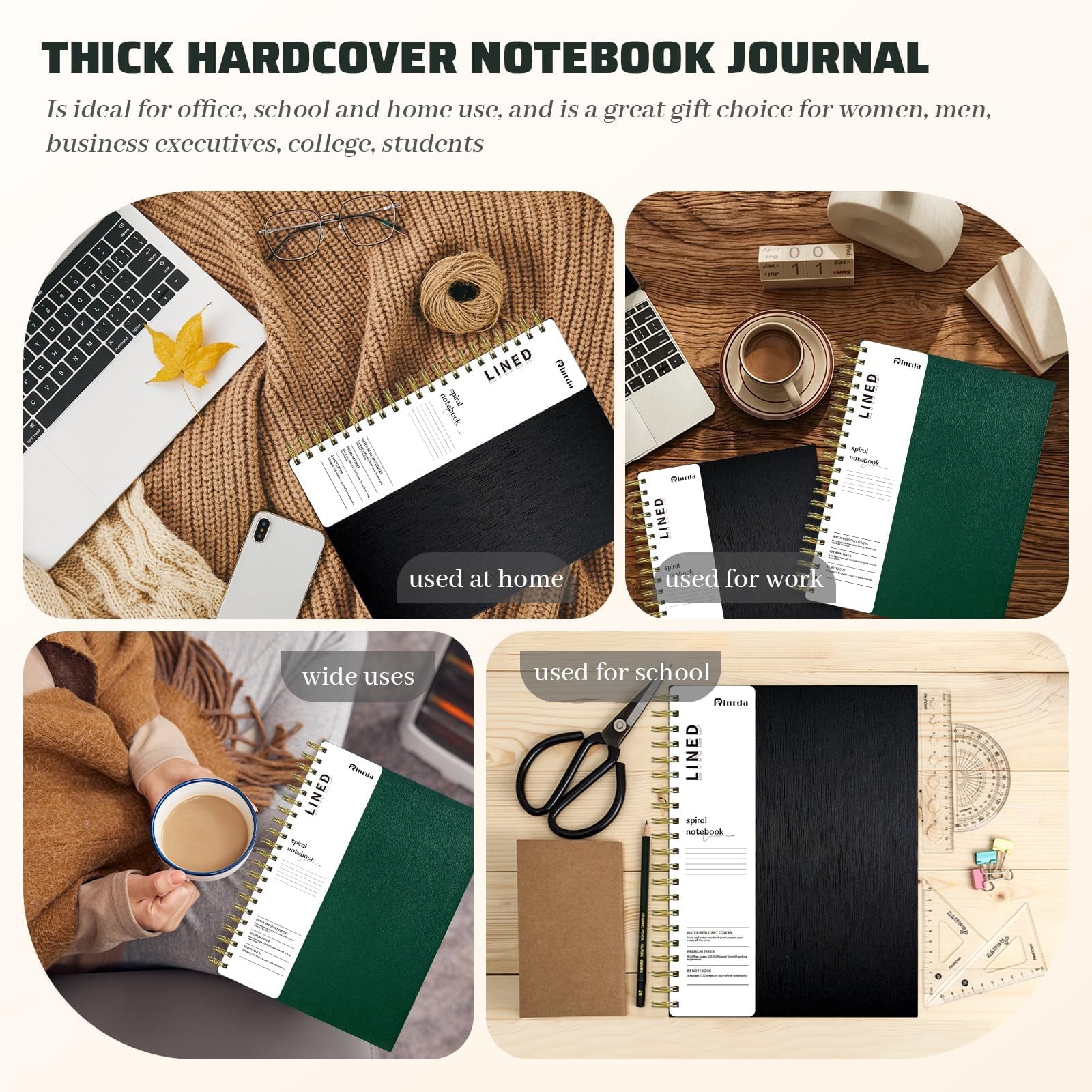 Hardcover Spiral Notebook with removable dividers 300 page,5 Subject Notebook…