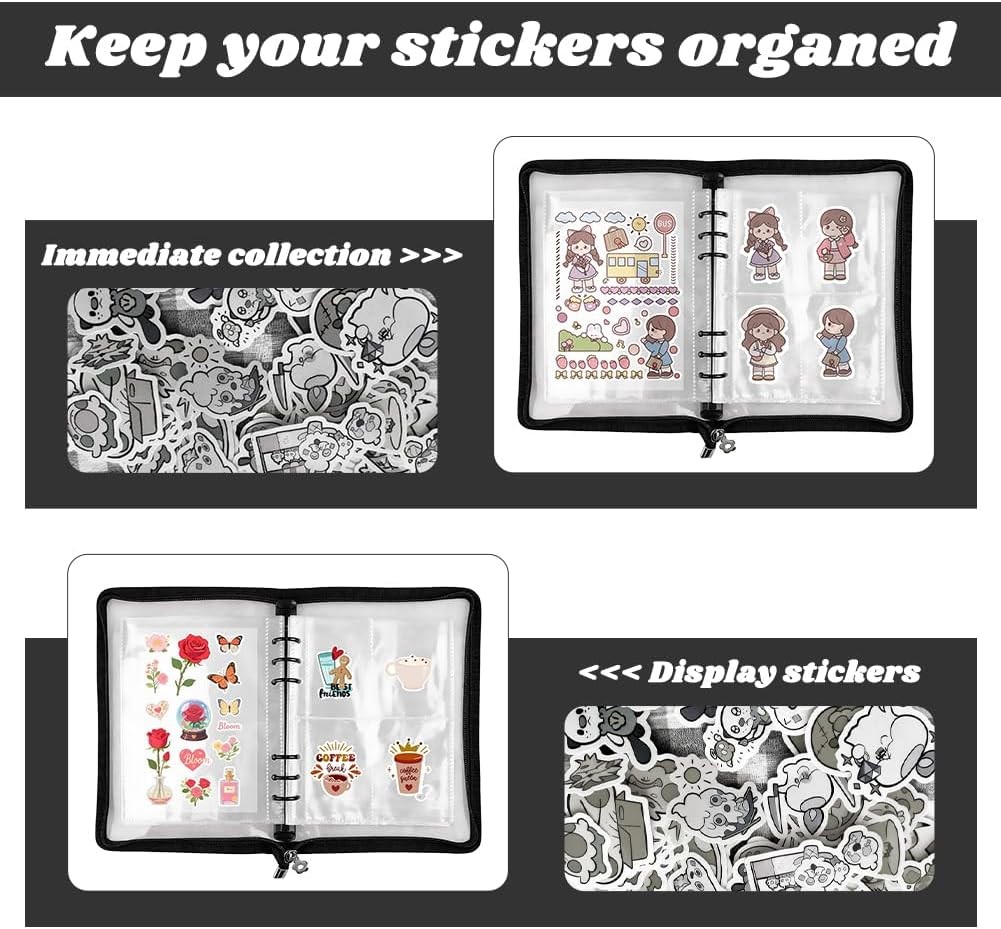 Sticker Binder Album A5 Zipper Pocket Storage