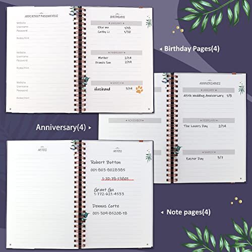 Hardcover Address Book with Alphabetical Tabs, Spiral Bound Premium Dark Blue