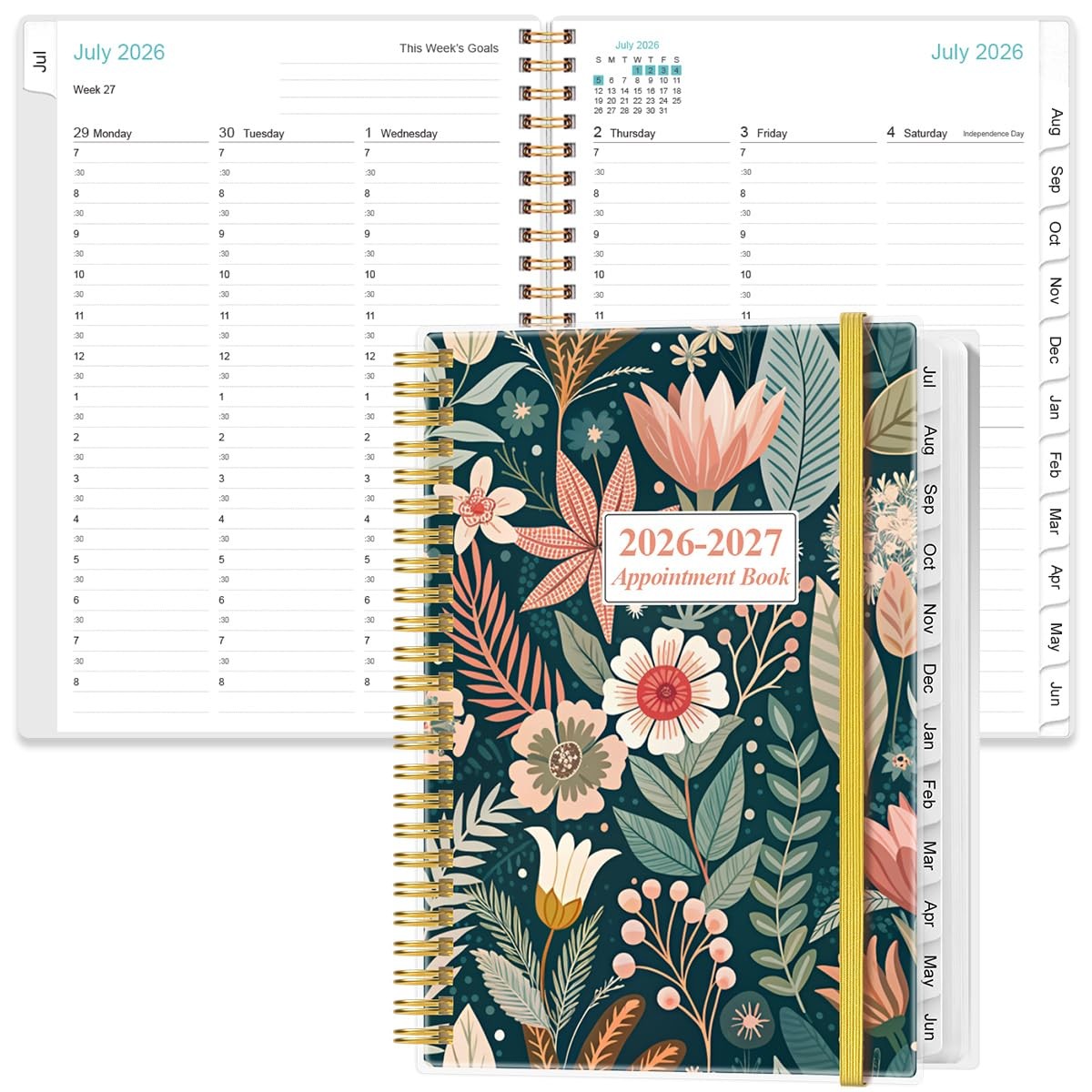 2026-2027 Appointment Book & Planner – Daily 6.4″ x 8.5″, Flower-B