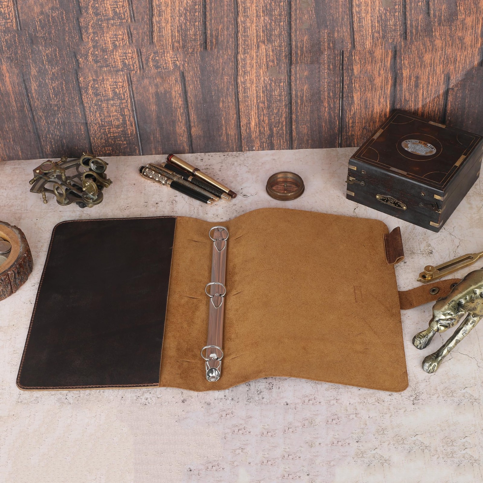 Premium Leather 3-Ring Binder Portfolio, 8.5×11 Inch Letter Size Organizer Fo…