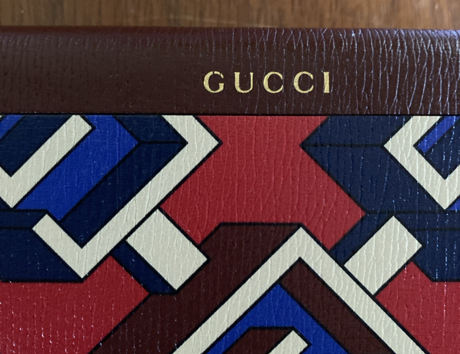 Gucci Luxury Notebook Journal Geometric Logo Printed Red Blue