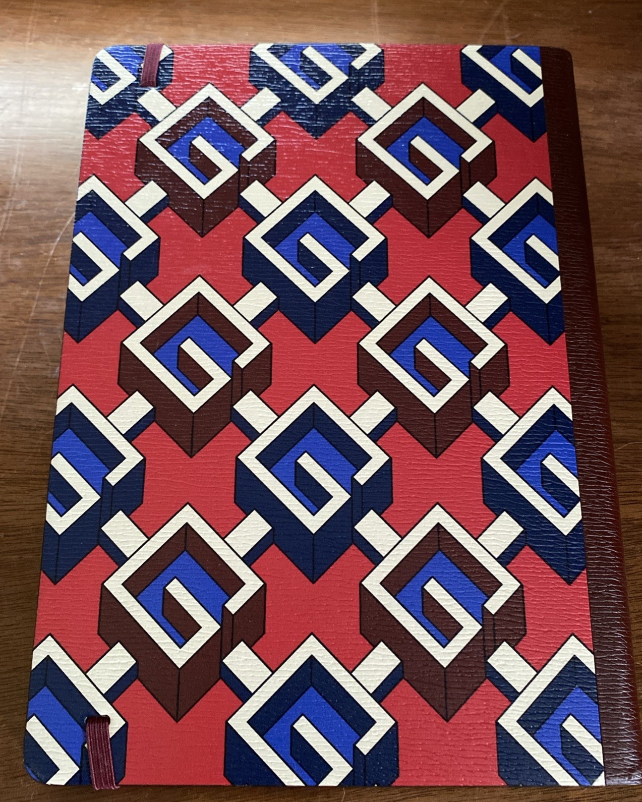 Gucci Luxury Notebook Journal Geometric Logo Printed Red Blue