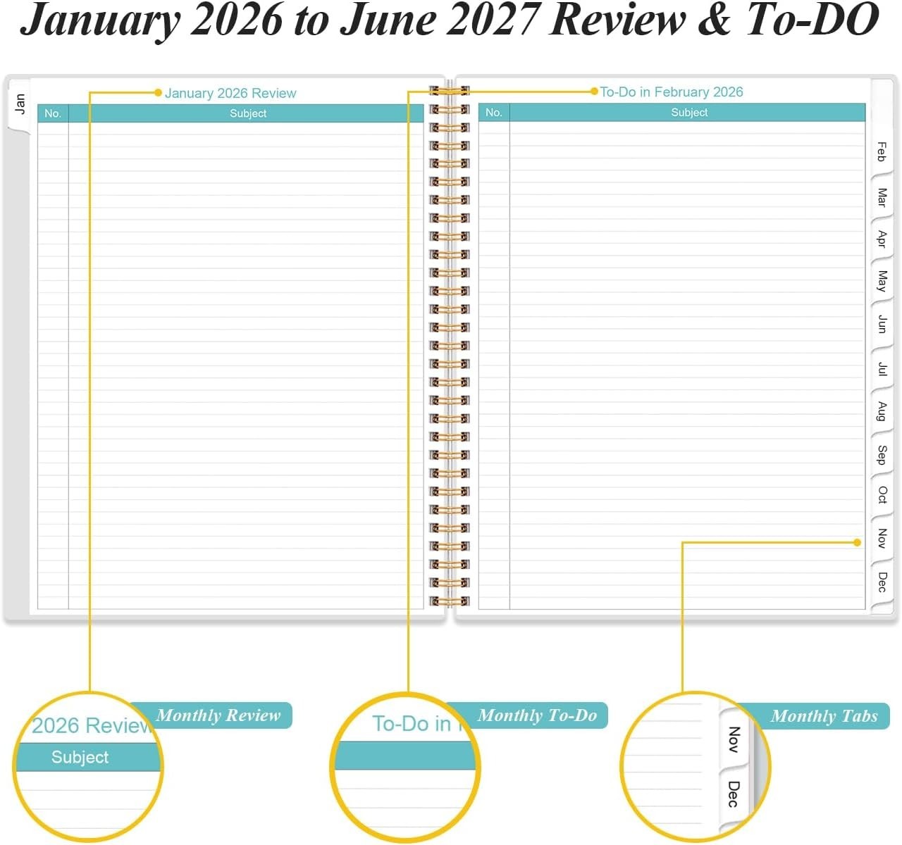 18- Planner 2026-2027 – 9″ x 11″, Inner Pocket & Twin-Wire Binding