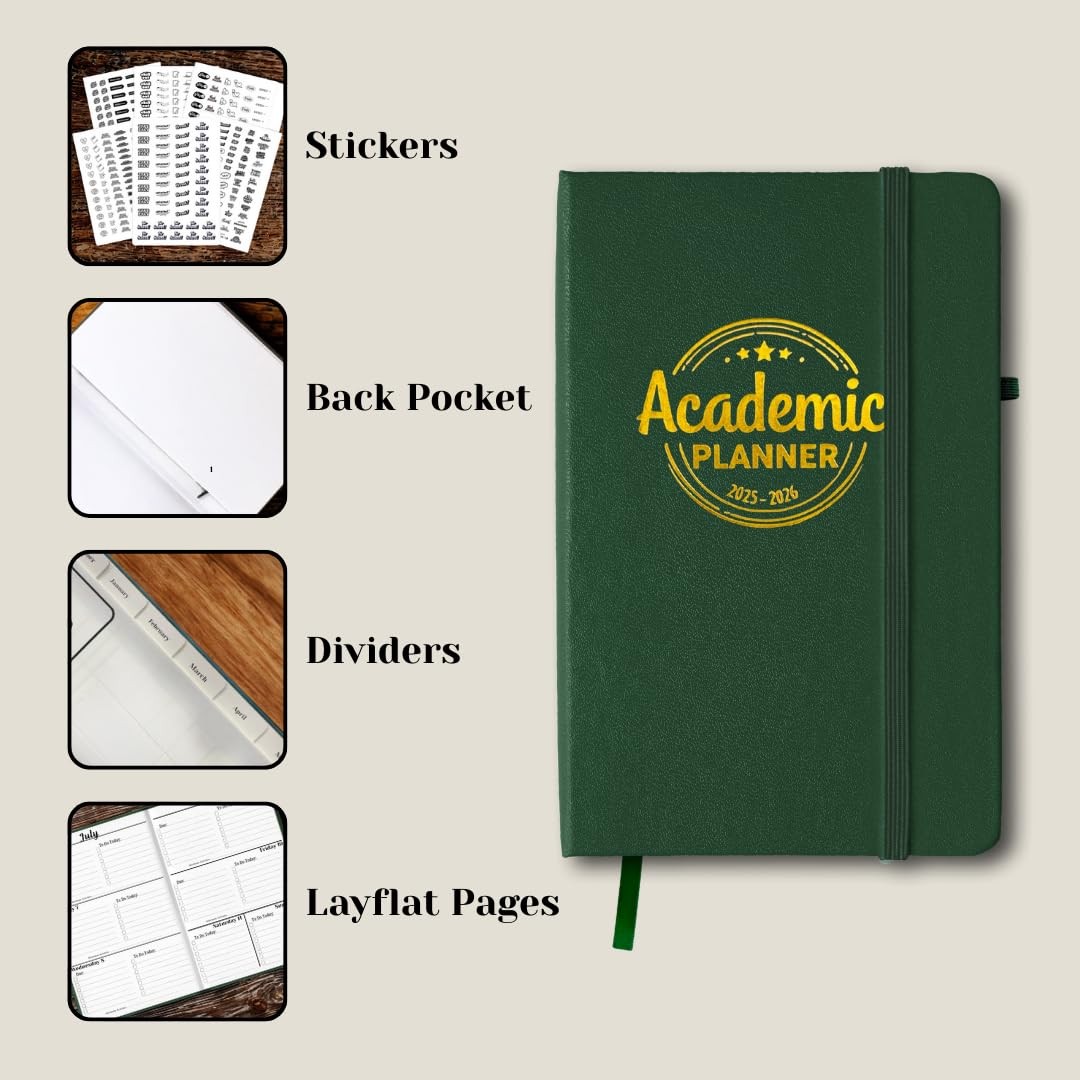 All-in-One Academic Planner 2025–2026: The Ultimate A5, Forrest Green