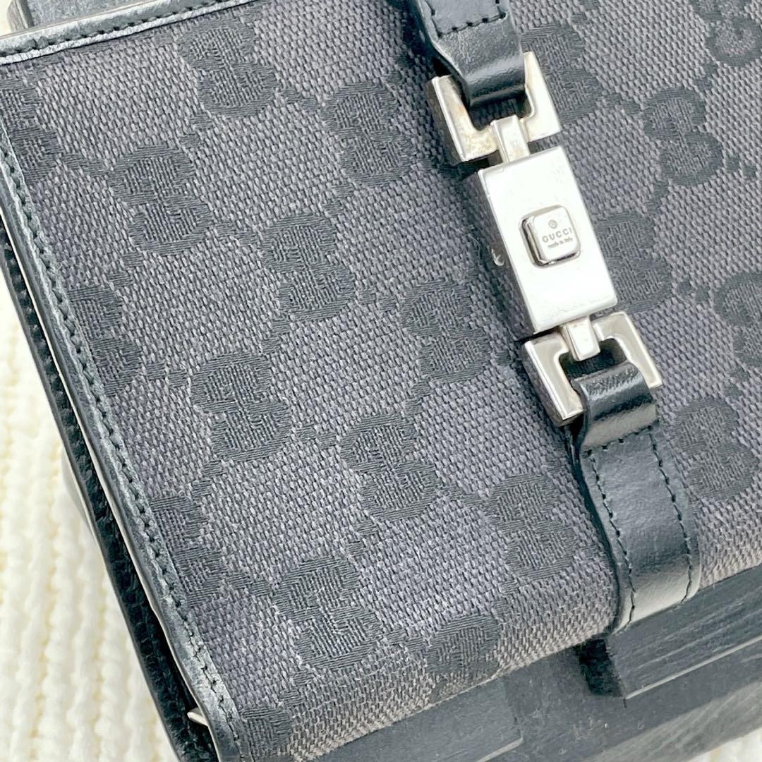 GUCCI Jackie Agenda Planner Notebook Cover GG Canvas Black Silver 6 Ring Japan