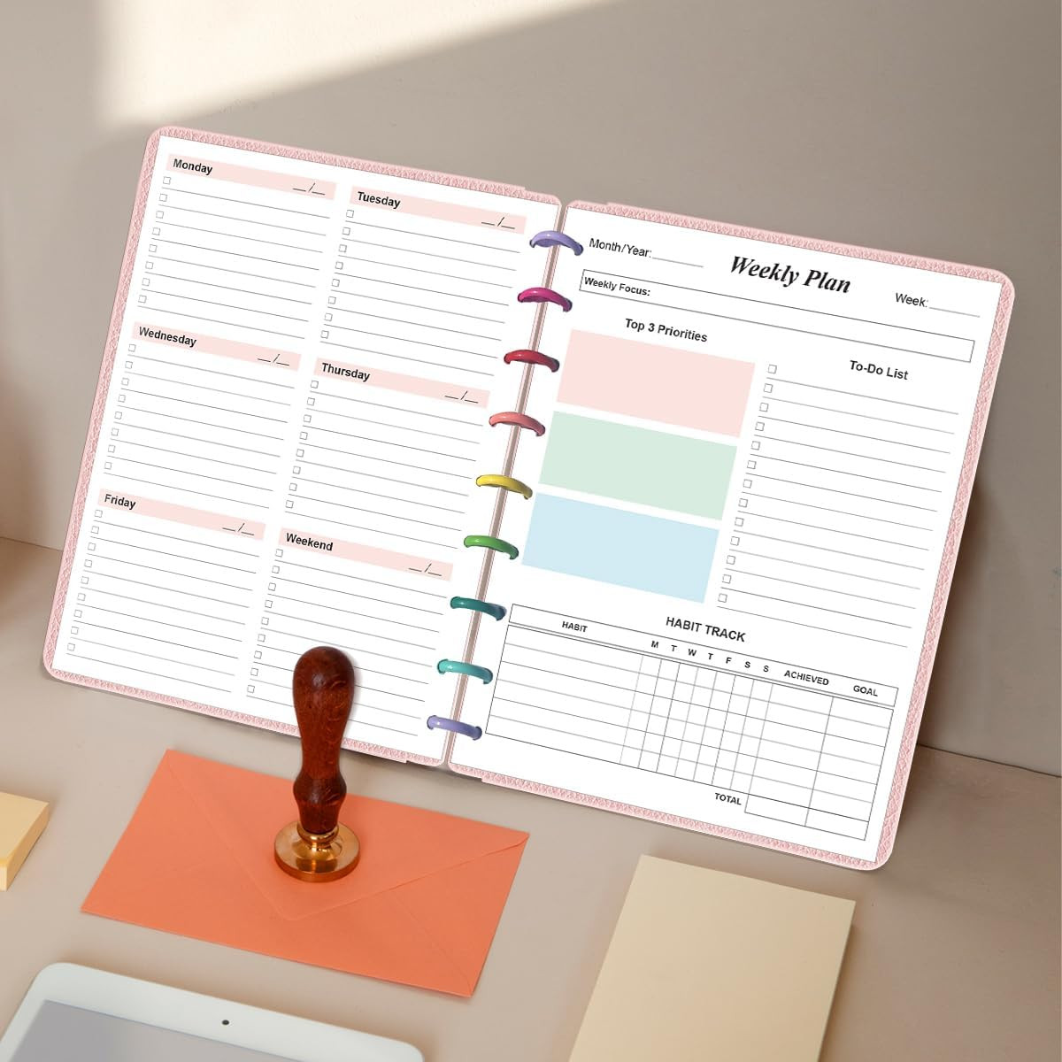 9 Disc Weekly Planner Undated Refills – Classic Size 53 1-pack, Colorful