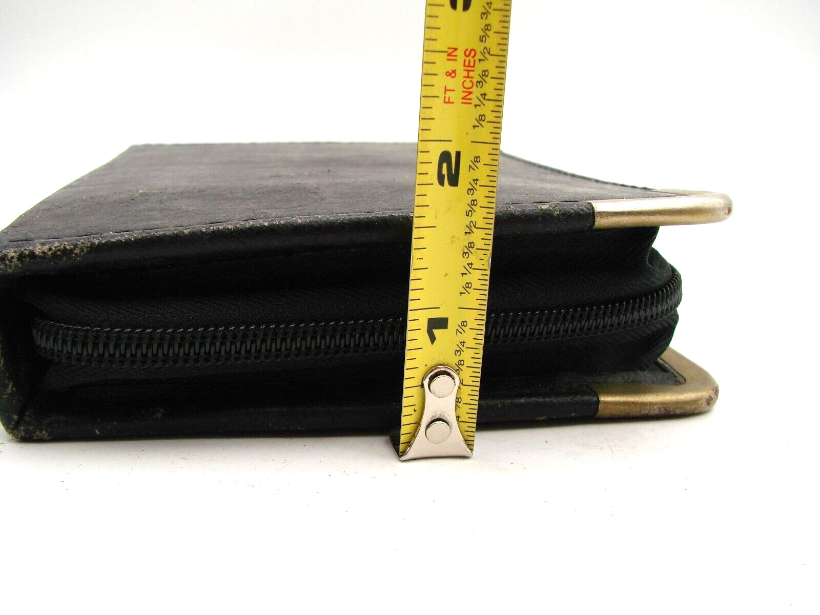 Vintage 1980s Full Zip Planner Organizer with Notepad Insert Gold Bumper Corners