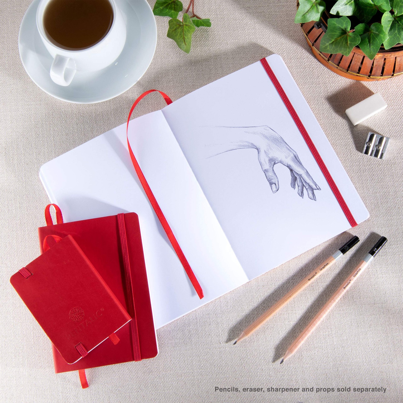 Pentalic 4″ x 6″ Pocket Sketchbook Traveler 4-inch x 6-inch, Red, Red