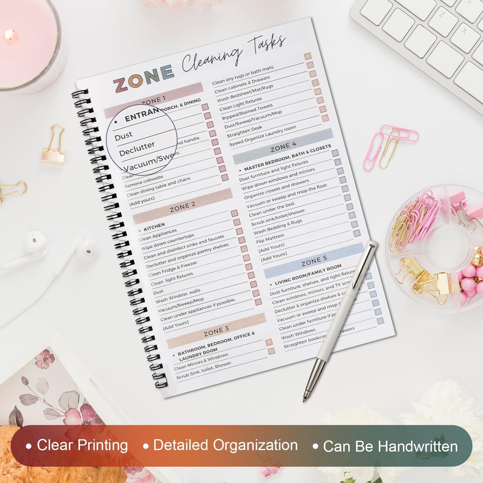 Adhd Cleaning Planner for Adults and Teens A -1pc,