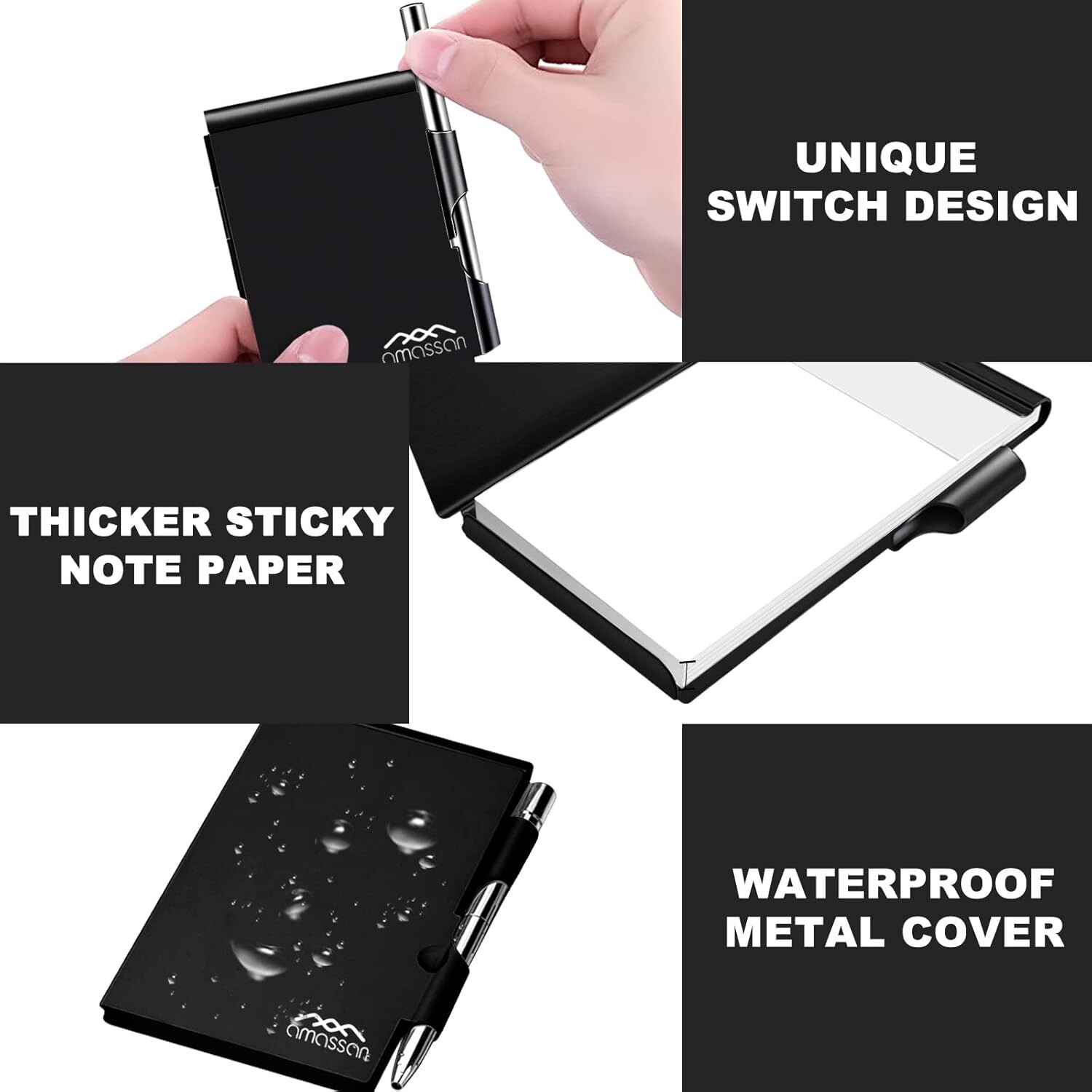Stylish Mini Pocket Notepad with Metal Cover and Refillable Pen – 60 Sheets