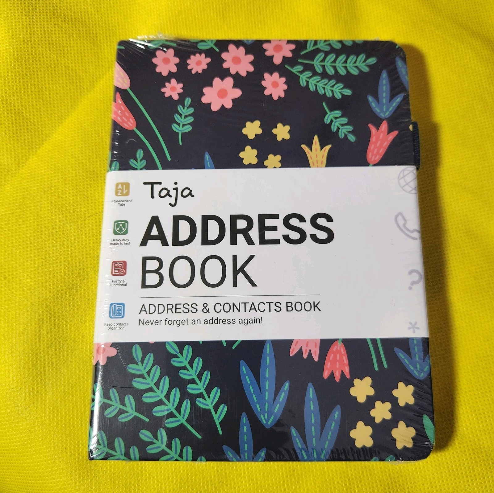 Taja Address Book and Contacts Book- Alphabetized Tabs Spring Flowers