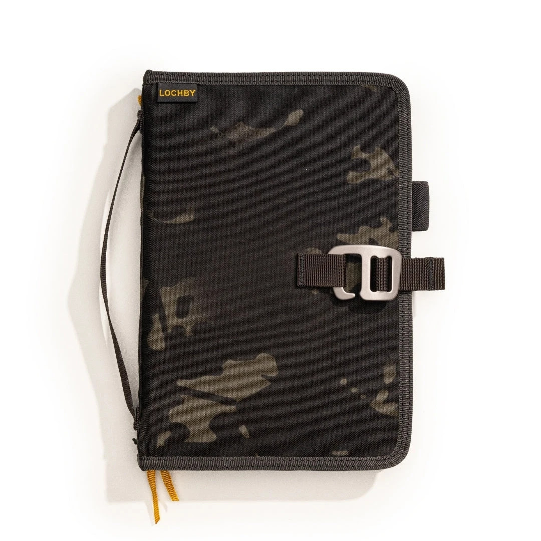 Lochby Field Journal Black Camo A5 Planner Cover | Water Resistant Waxed Canvas