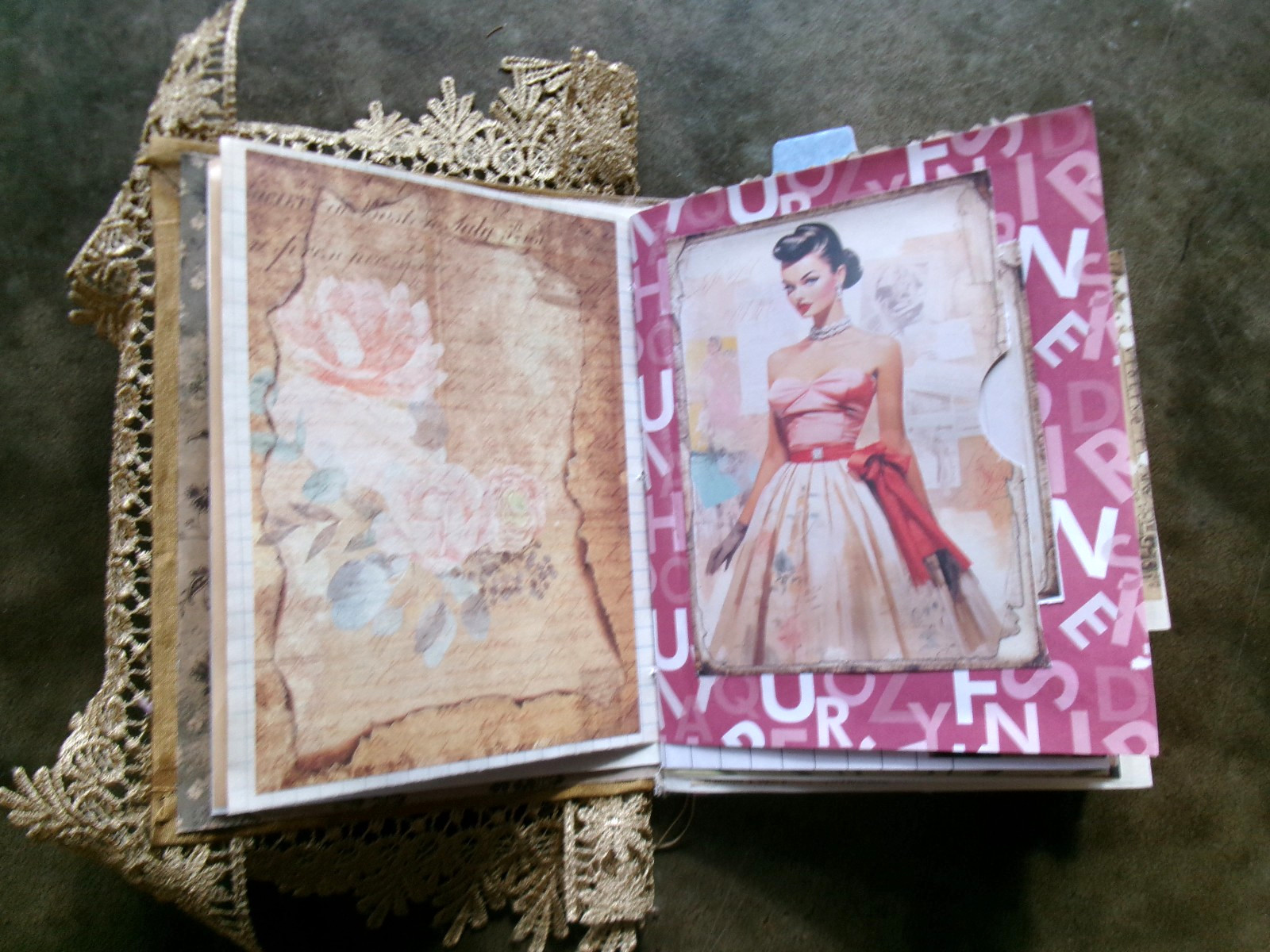 TRUE VTG JUNK JOURNAL WRITING JOURNAL JOURNAL “HEADS UP” POCKETS TUCKS