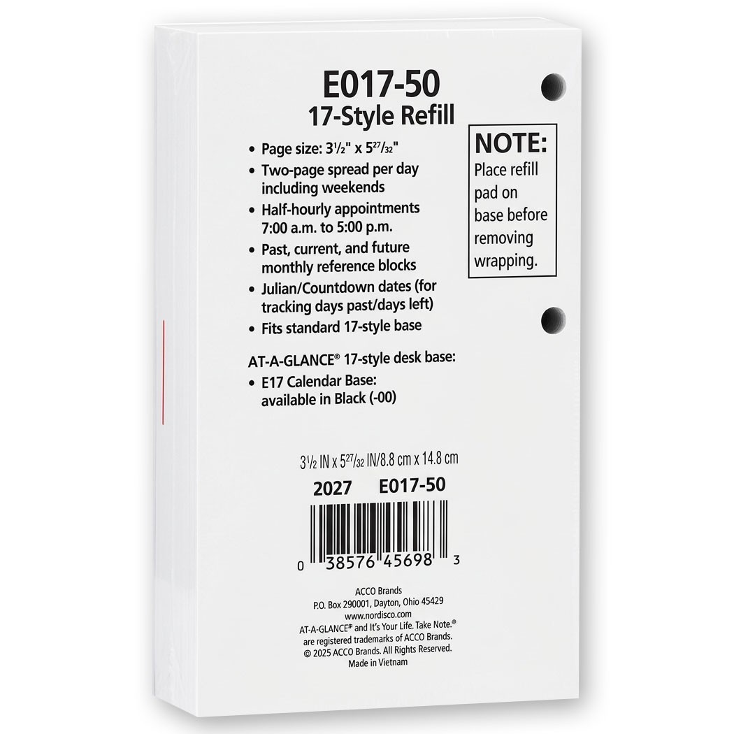 2026 At-A-Glance E017-50 Daily Calendar Refill with Monthly Tabs, 3-1/2×5-27/32″