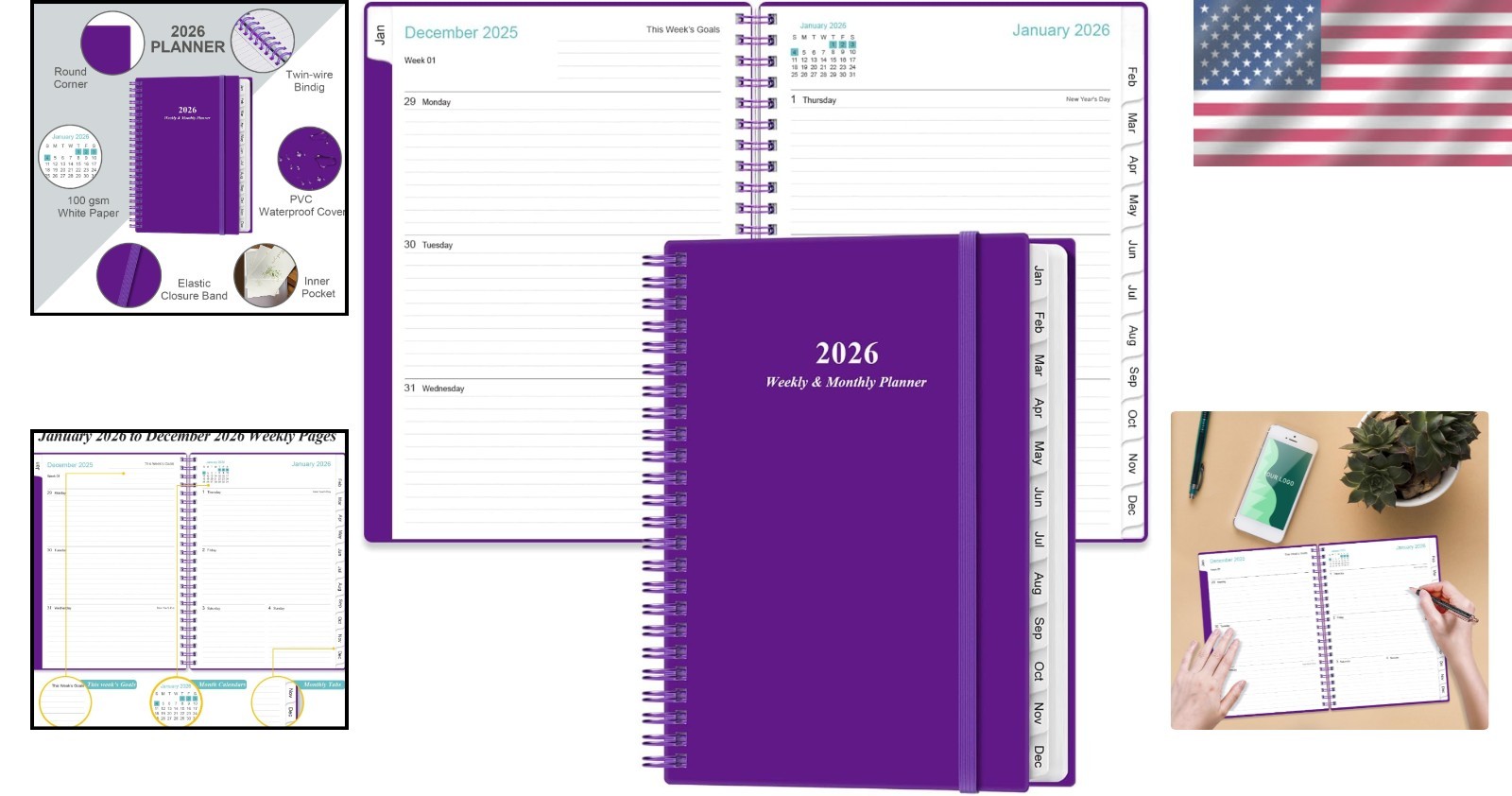 Compact 2026 Weekly Planner: Spiral Bound, 6.4″ x 8.5″, Stylish Organization