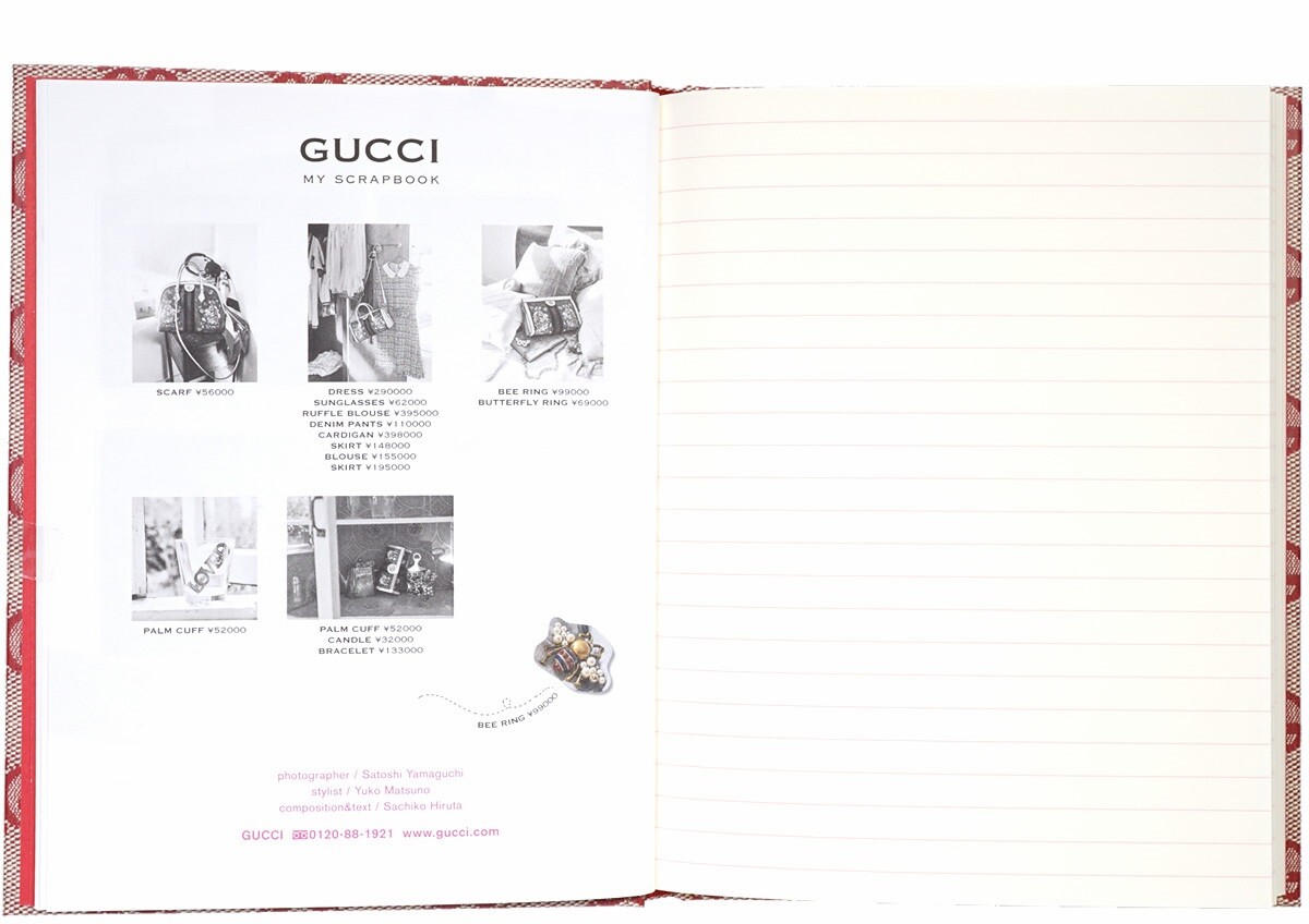 Gucci ‘My Scrapbook’ GG Monogram Hardcover Notebook Red Size 7.3 x 5.6″ NEW