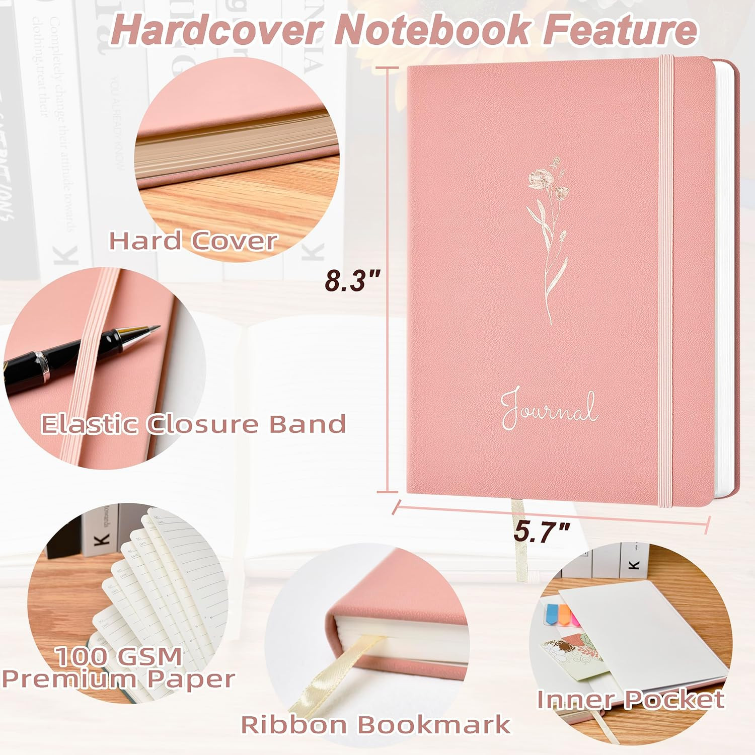 College Ruled Note Books, 192 Pages, 5.7”X8.3”, 100 GSM Thick Paper, Hardcover