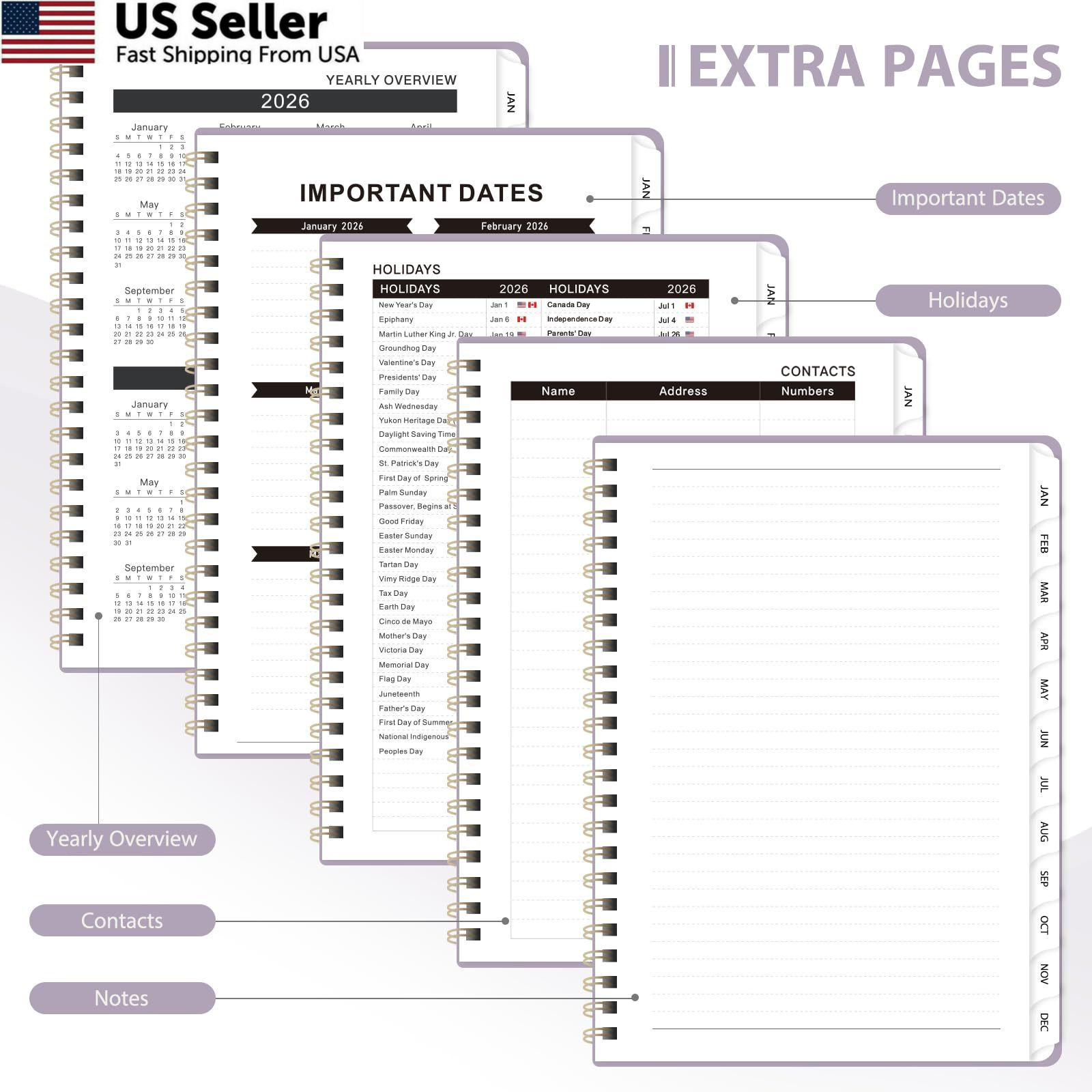2026 Planner, Weekly and Monthly 6.3″x8.5″(Jan 2026-Dec 2026）, B-Purple