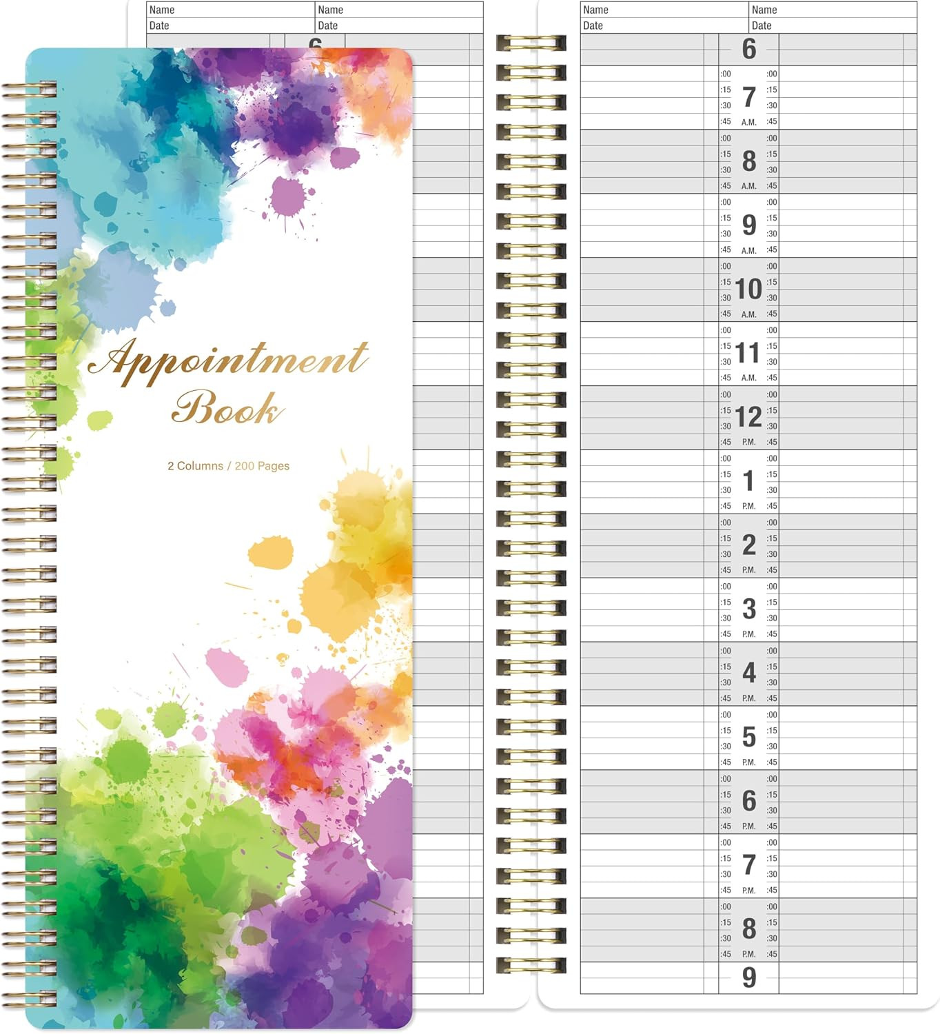 Appointment Book – Salon Appointment Book, 11.5″ X 4.7″, Hourly Planner, 2 Colum